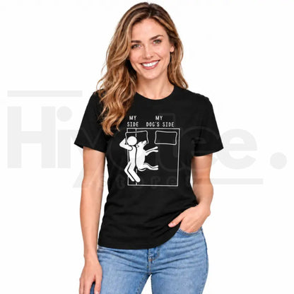 My Side My Dog's Side Funny T-Shirt – Dog Lover Bed Hogging Graphic Tee
