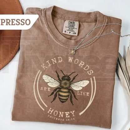 Comfort Colors® Kind Words Are Like Honey T-Shirt – Butterfly Bible Verse Faith-Based Gift