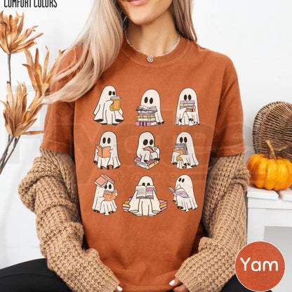 Ghost Reading Book Comfort Colors Shirt Girly Bookish Halloween Fall Tee