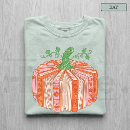 Book Pumpkin Shirt Bookish Fall Reader Tee Cute Librarian Bookworm Gift