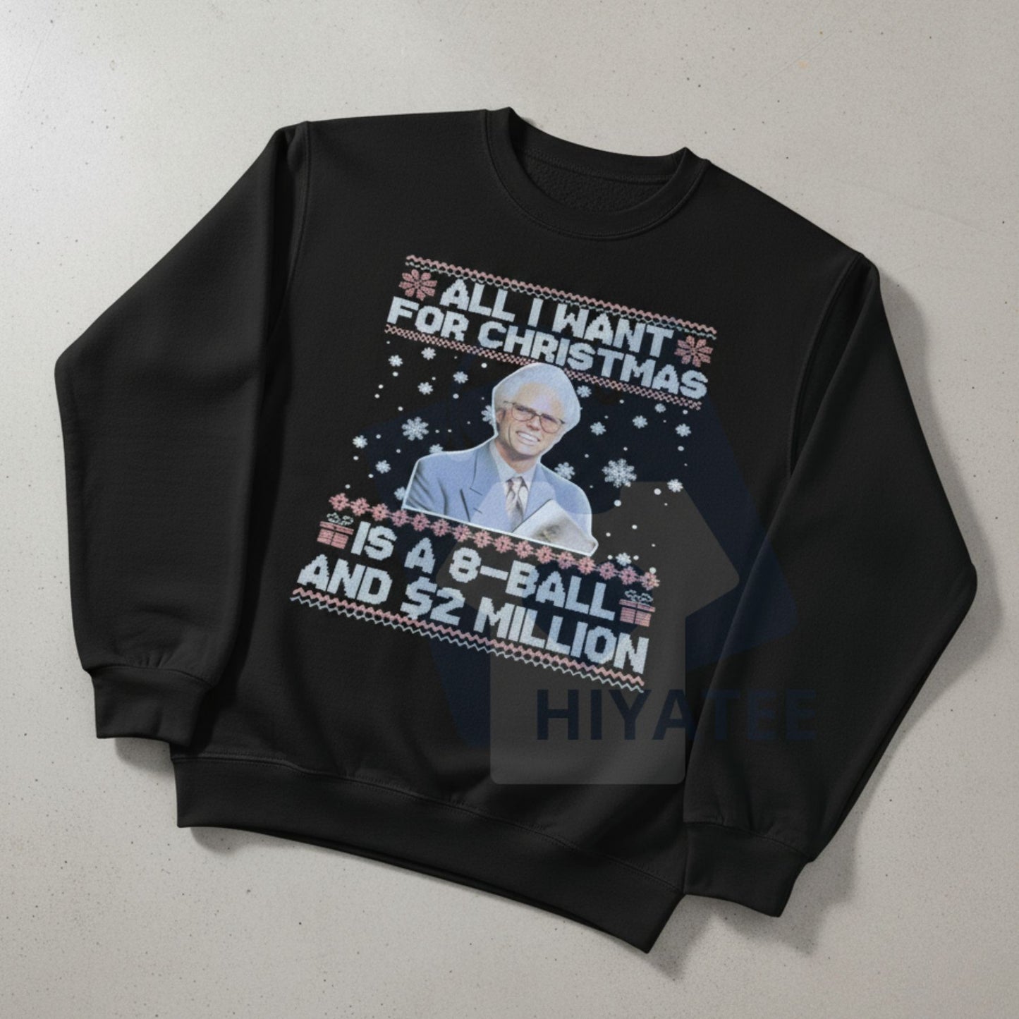 Funny Christmas Crewneck Sweatshirt: "Big Wish & $2 Million" Holiday Humor Top, Hilarious Xmas Gift, Sarcastic Festive Apparel