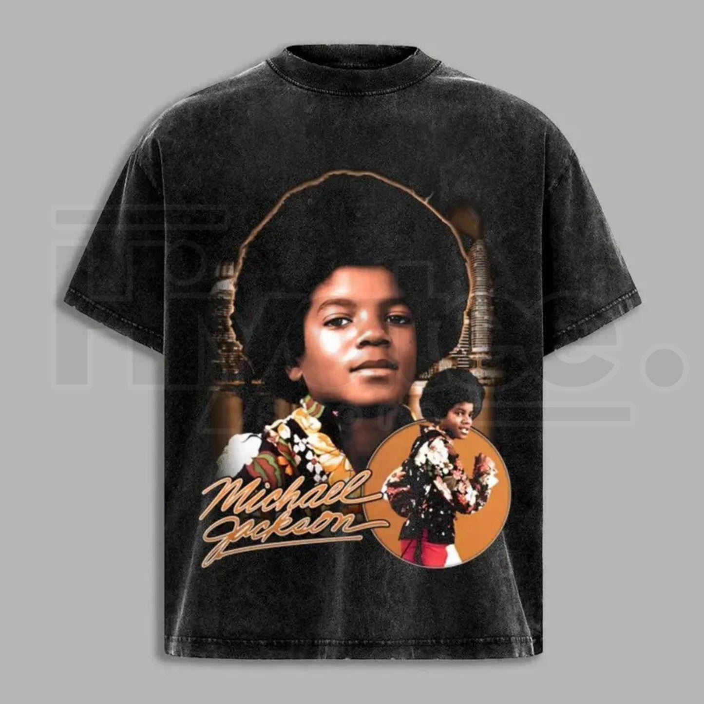 Michael Jackson Vintage Collage Washed T-Shirt – Jackson 5 Era King of Pop Retro Tee
