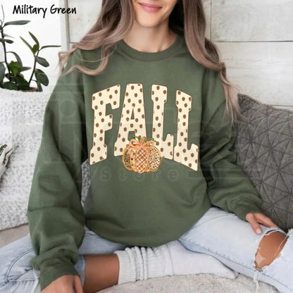 Preppy Fall Polka Dot Pumpkin Bow Sweatshirt