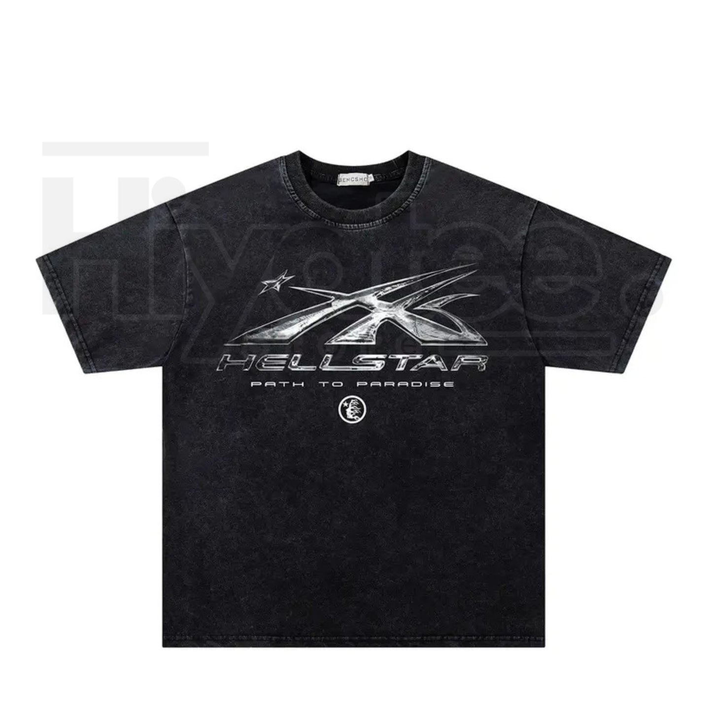 Dark Streetwear Star Flame Washed Graphic Tee – Retro Vintage Tie-Dye Short Sleeve Top