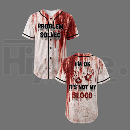 Unisex Horror Theme Graphic Baseball Jersey – Bloody Short-Sleeve Halloween Shirt
