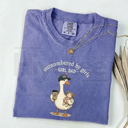 Comfort Colors Girl Dad Shirt – Funny Outnumbered By Girls Duck Graphic Tee
