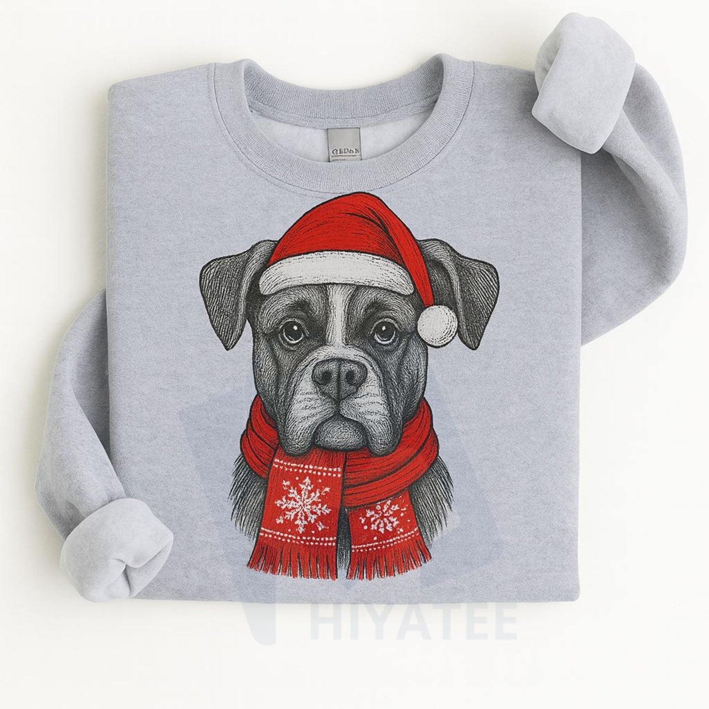 Santa Paws Christmas Hat Dog Sweatshirt: 50 Dog Breeds in Festive Santa Hats, Gildan Unisex Holiday Pullove