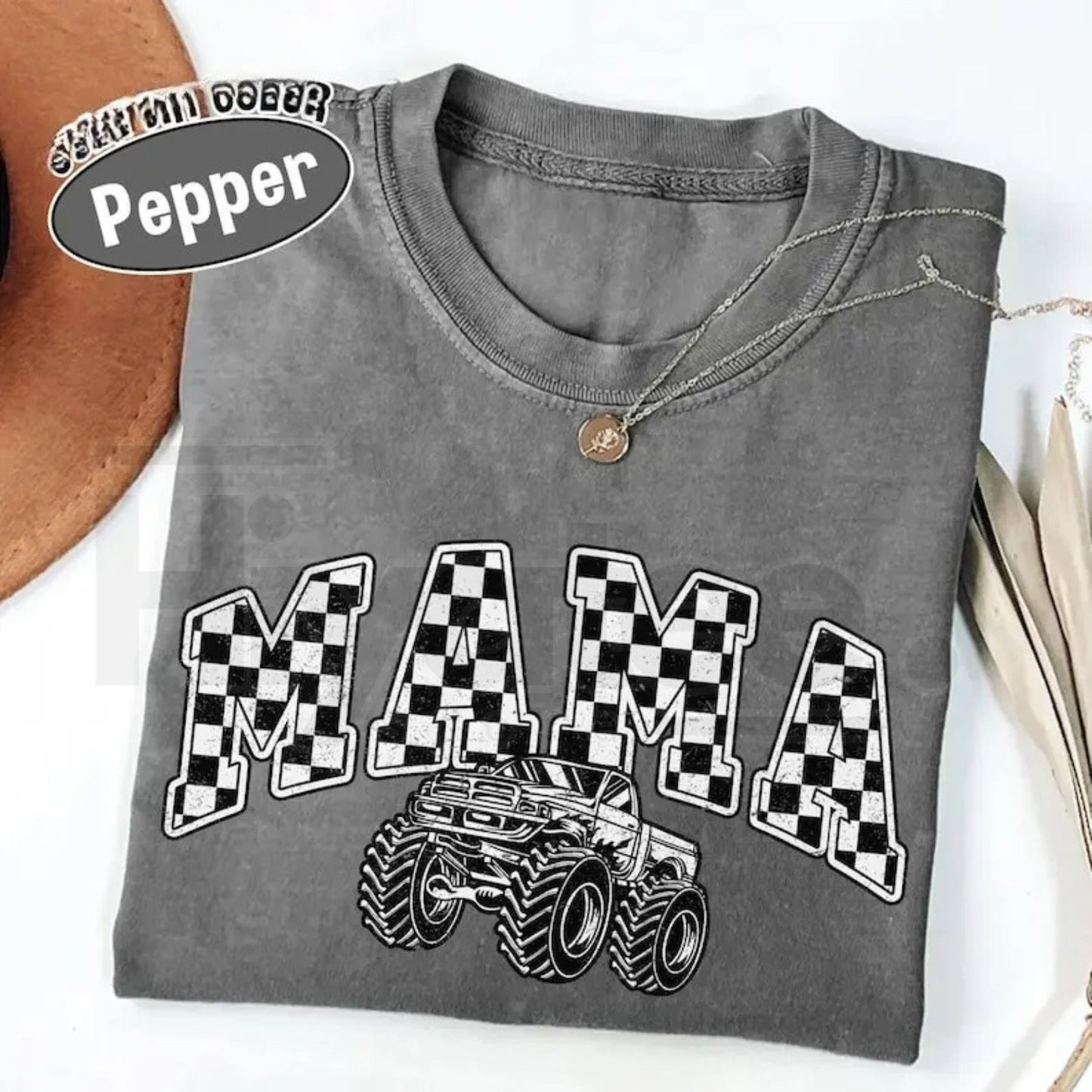 Comfort Colors® Monster Truck Mama Shirt – Oversized Checkered Truck Lover Tee