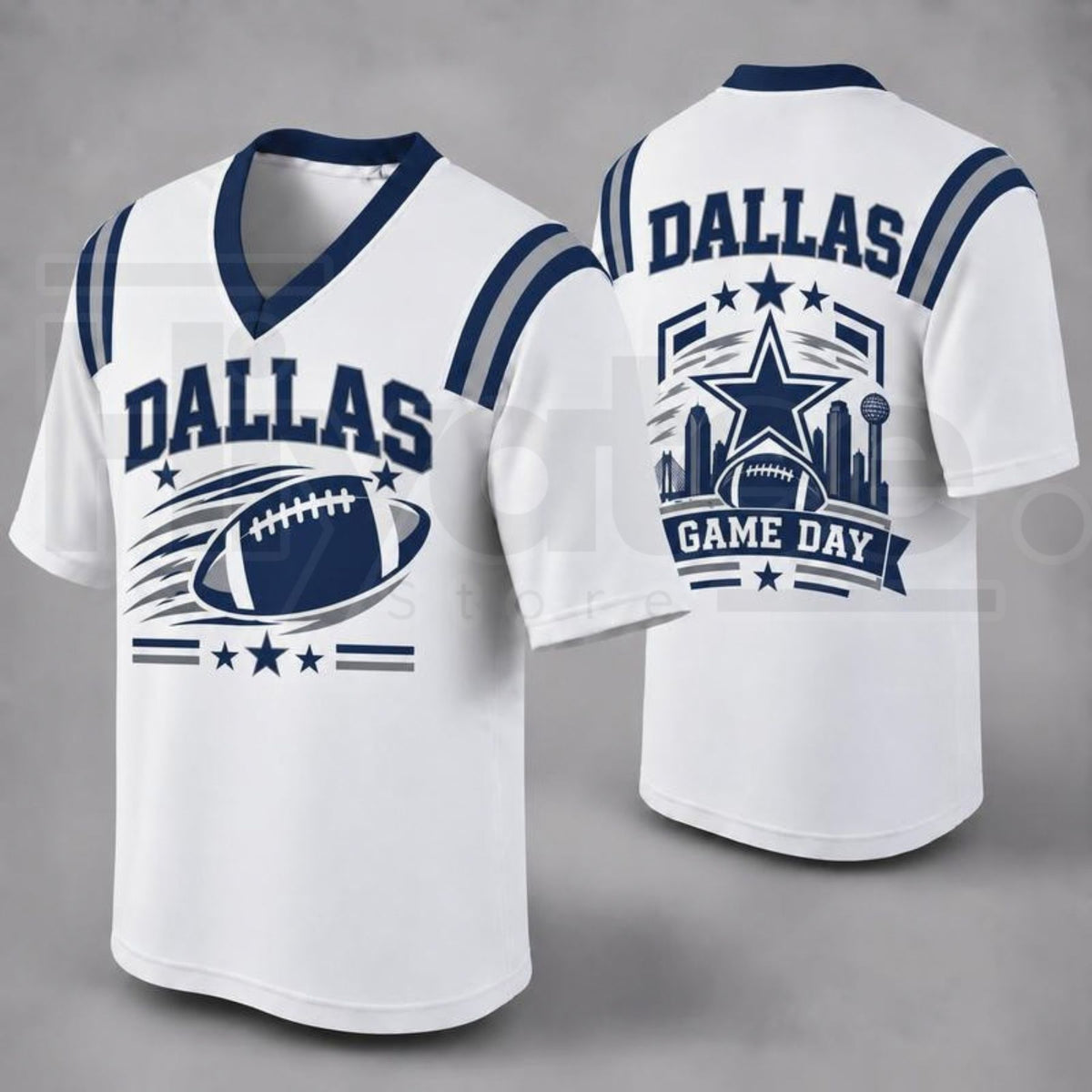 Custom Football Fan Jersey, White Mesh V-Neck Game Day Top, Unisex American Football Apparel for All 32 Teams