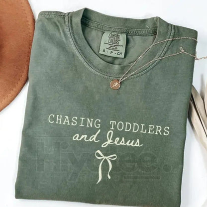 Comfort Colors® Chasing Jesus and Toddlers Coquette T-Shirt