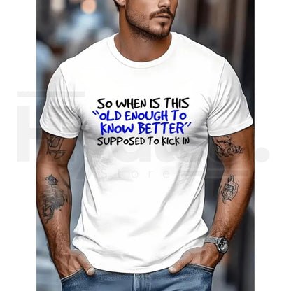 Men's Vintage Cotton Graphic T-Shirt – Funny Retro Quote Streetwear Tee