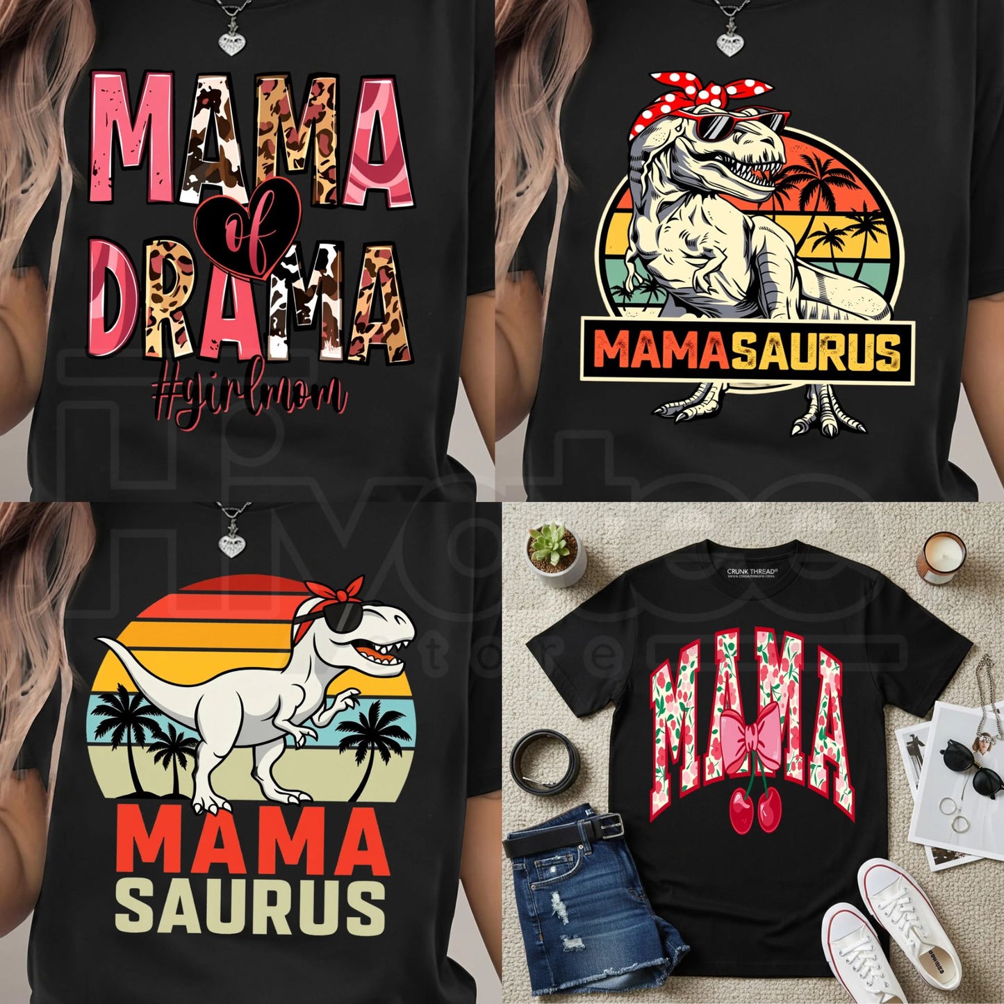 "MAMA Print" – Fashion Round Neck Spring Holiday Graphic Top
