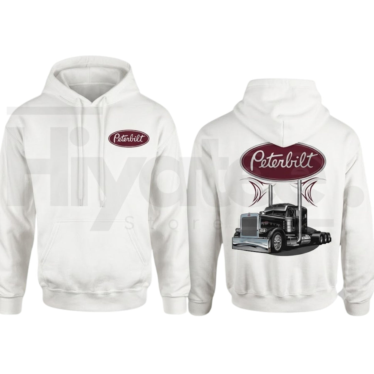 Semi-Truck Graphic Hoodie – Classic Black Long Sleeve Pullover Hooded Sweatshirt