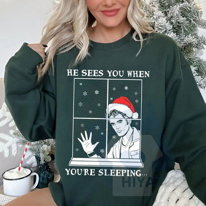 He Sees You When You're Sleeping Christmas Shirt: Twilight Christmas Sweatshirt, Funny Vampire Quote, Gift For Fans
