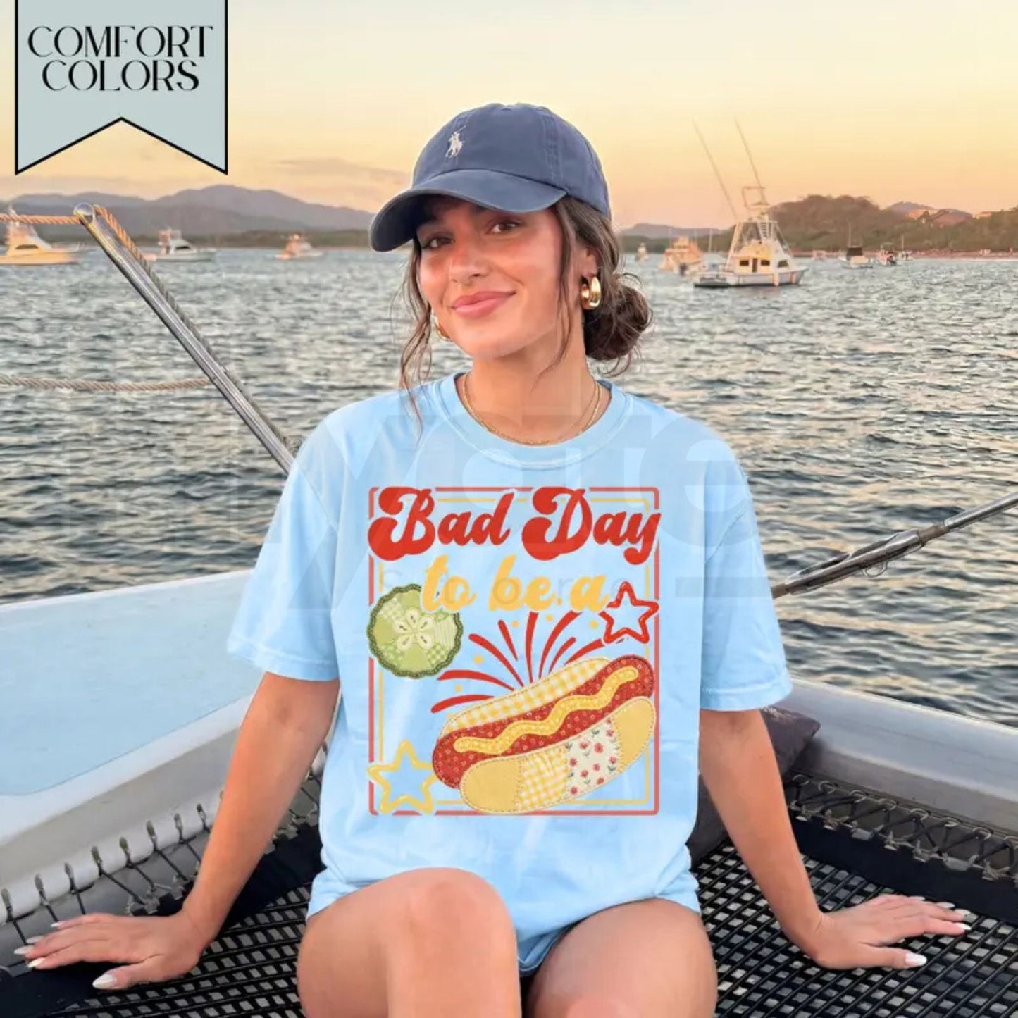 Bad Day to be a Hot Dog Shirt – Funny 4th of July Summer Tee, Trendy Retro Independence Day Graphic Top for Women