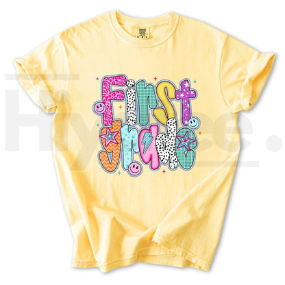 Comfort Colors Retro First Grade Smiley Face T-Shirt