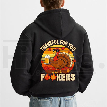 Men’s Thankful For You Graphic Hoodie – Thanksgiving Turkey Humor Casual Cotton Pullover
