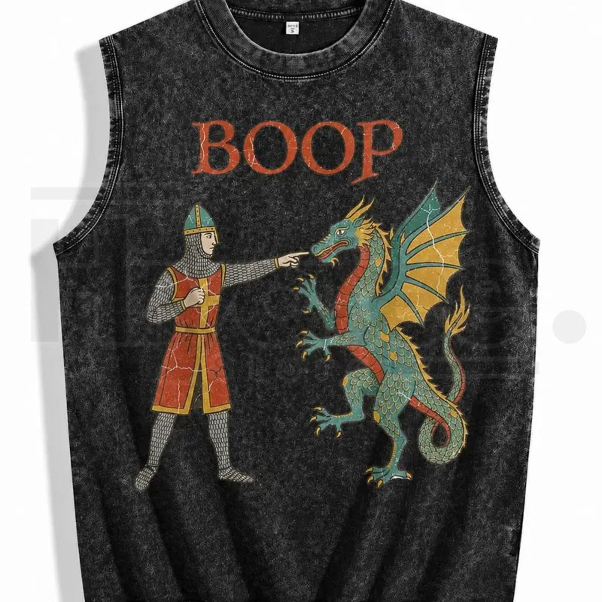 Vintage Acid Wash Medieval Dragon Graphic Tee – Retro Fantasy Streetwear Shirt