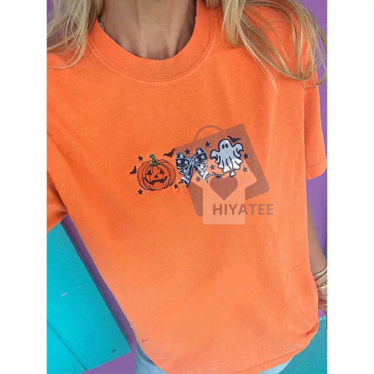 Cutesy Spooky Bows Embroidered Tee – Unique Halloween T-Shirt, Witchy & Kawaii Aesthetic