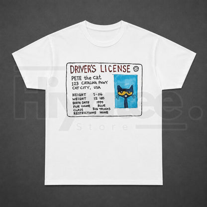 Petee The Cat Funny Driver T-Shirt – Back to School Cartoon Graphic Tee