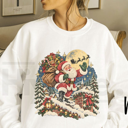 Vintage 90s Retro Santa Christmas Sweatshirt, Classic Holiday Graphic Pullover