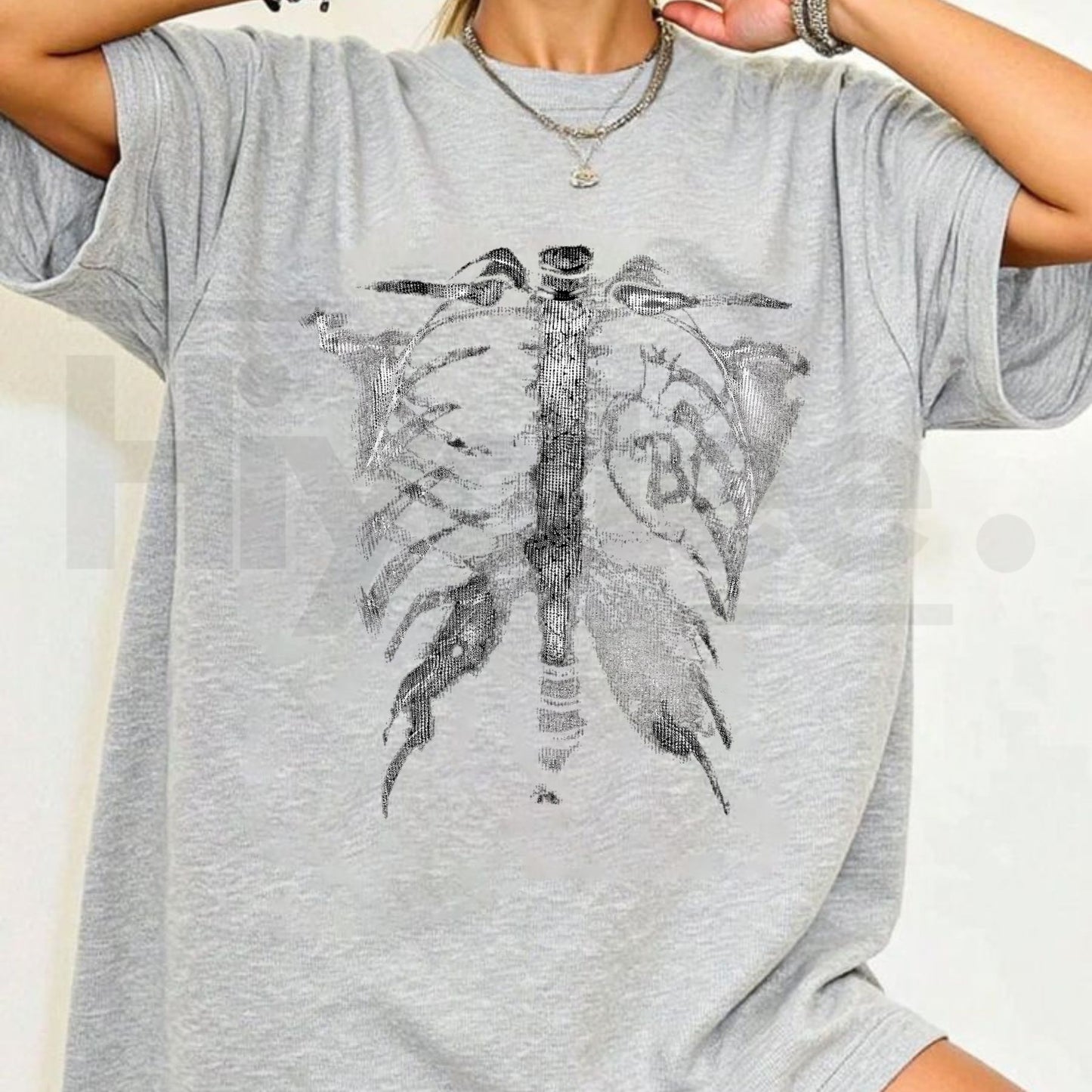 Inflation Skeleton Ribcage T-Shirt – Oversized Thermal Tee