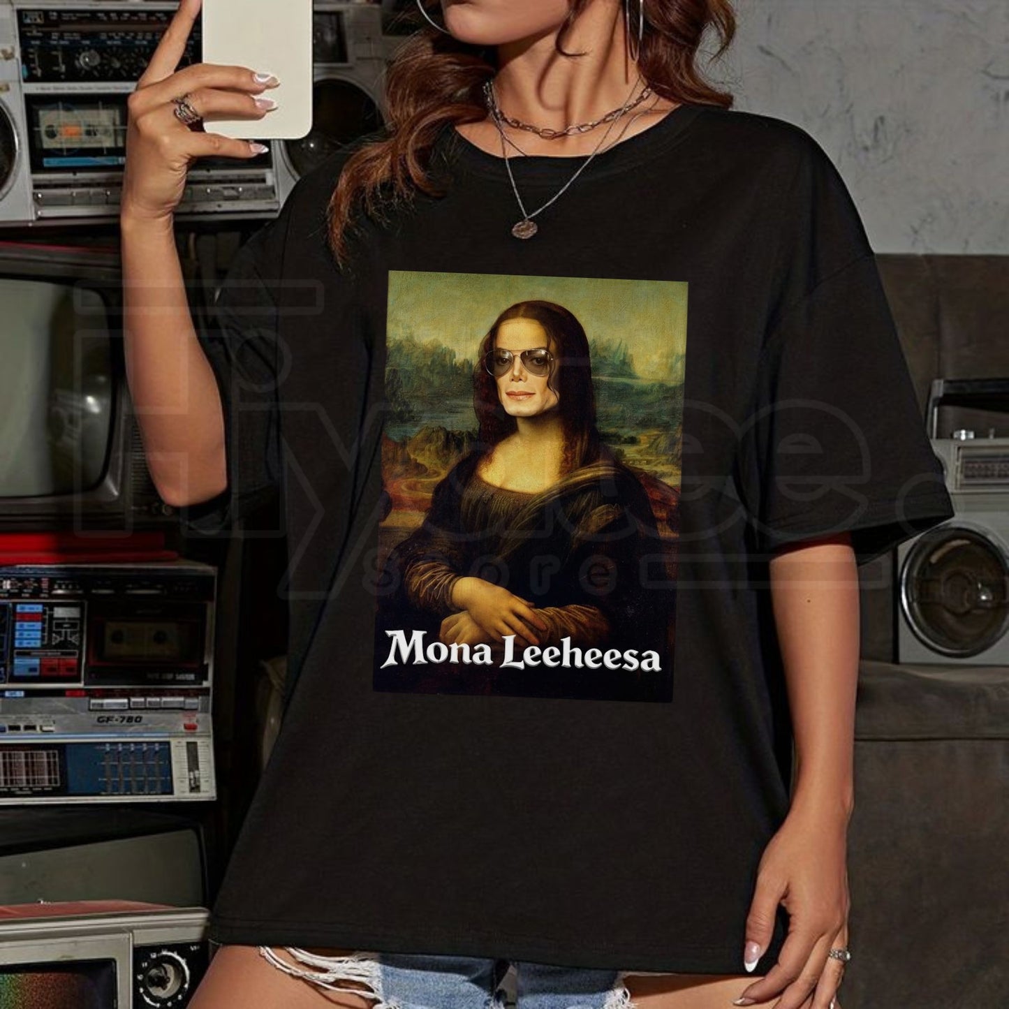 Mona Leeheesa Funny MJ Hee Hee T-Shirt – Witty Music Art Parody Tee