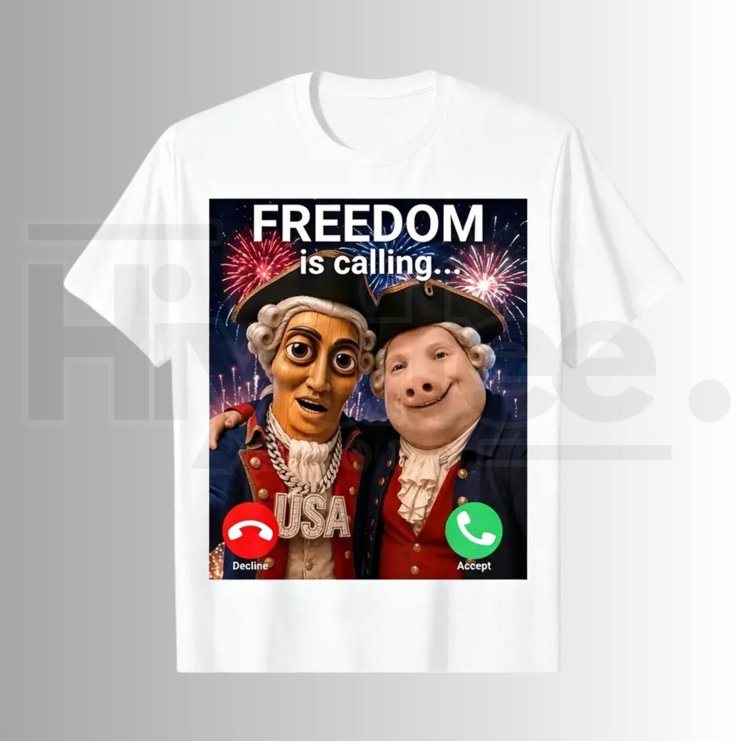 John Pork Freedom Is Calling 4th of July T-Shirt – Tung Tung Tung Sahur Meme Graphic Tee