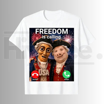 John Pork Freedom Is Calling 4th of July T-Shirt – Tung Tung Tung Sahur Meme Graphic Tee