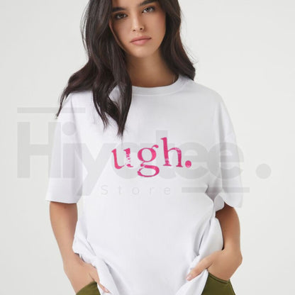 Pink Ugh Graphic Top – Retro Y2K Cute Sassy Minimalist Crop Tee