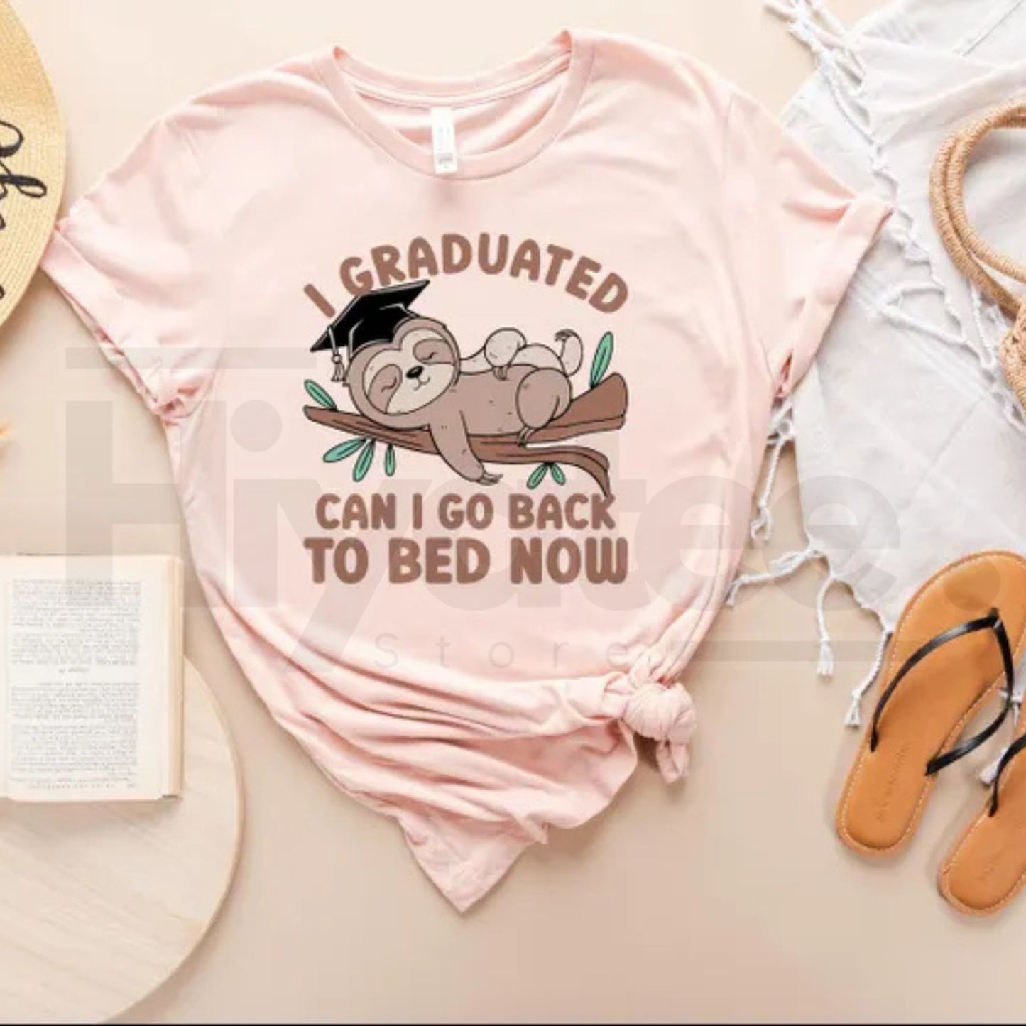 Funny Graduation Sloth T-Shirt – Can I Go Back To Bed Graduate Gift Tee