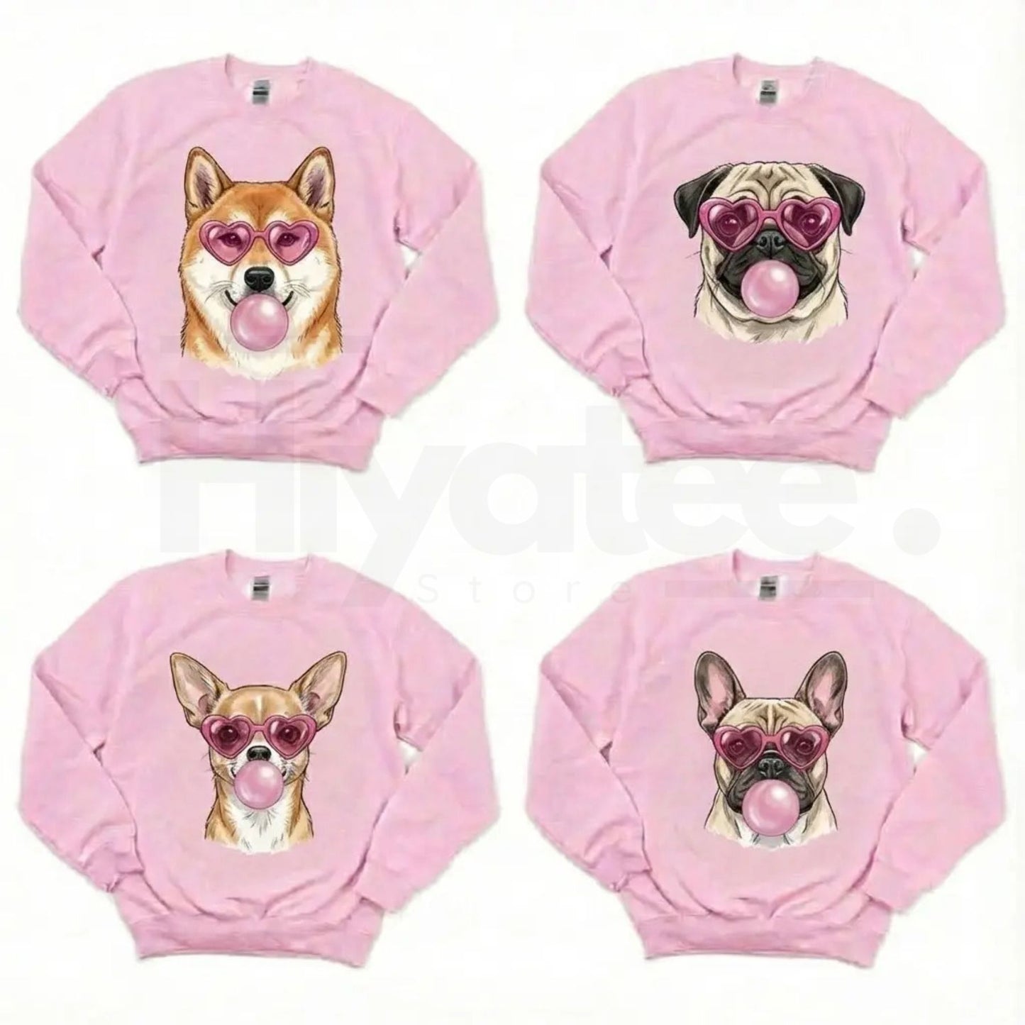 Valentine’s Day Dog Shirt: Heart Glasses & Bubblegum Tee - 50+ Breeds Available