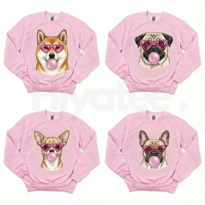 Valentine’s Day Dog Shirt: Heart Glasses & Bubblegum Tee - 50+ Breeds Available