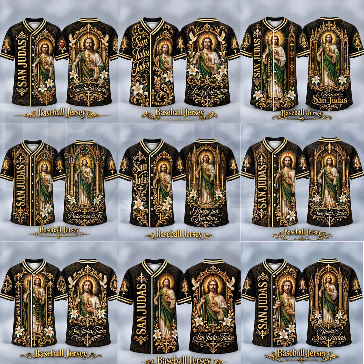 Men's San Judas Tadeo Graphic V-Neck Shirt & Baseball Jersey Style Top