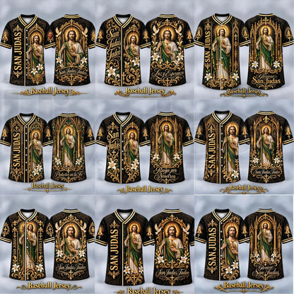 Men's San Judas Tadeo Graphic V-Neck Shirt & Baseball Jersey Style Top