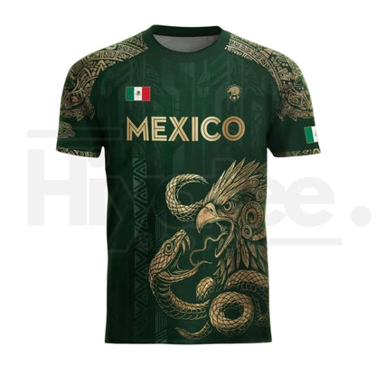 Mexico Aztec Eagle Heritage Soccer Jersey – All-Over Print Tribal Graphic