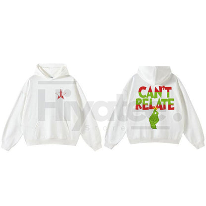 "Can't Relate" Holiday Hoodie – Funny Anti-Christmas Slogan Pullover, Grinch & Introvert Festive Apparel, Unisex