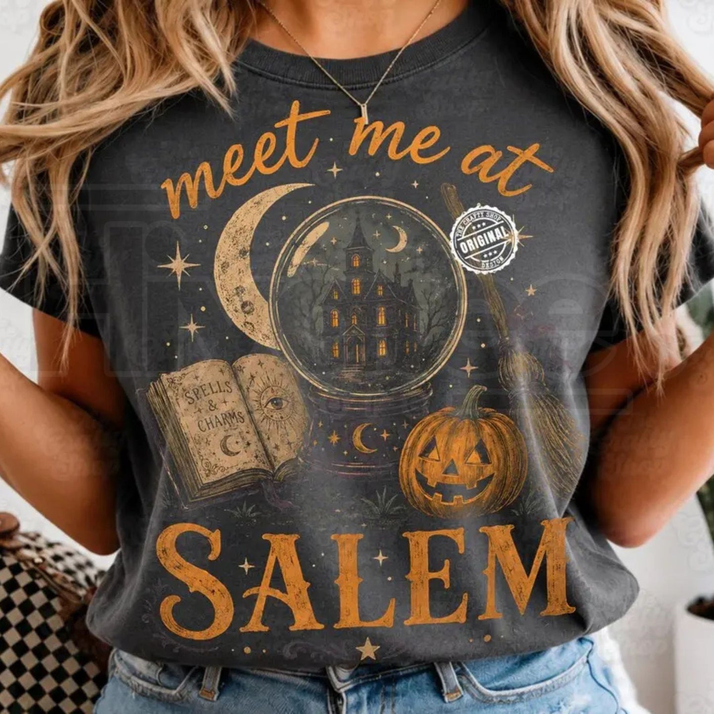 Comfort Colors Meet Me At Salem Witchy Halloween Graphic Tee