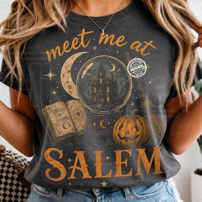 Comfort Colors Meet Me At Salem Witchy Halloween Graphic Tee
