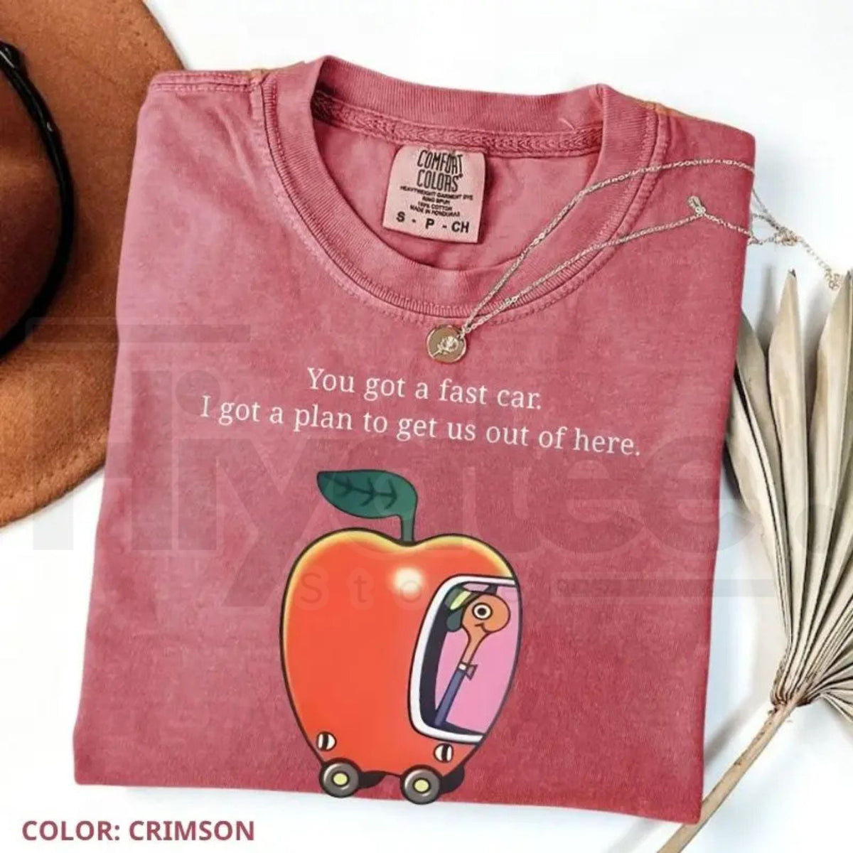 Comfort Colors Fast Car T-Shirt Retro Apple Graphic Road Trip Tee
