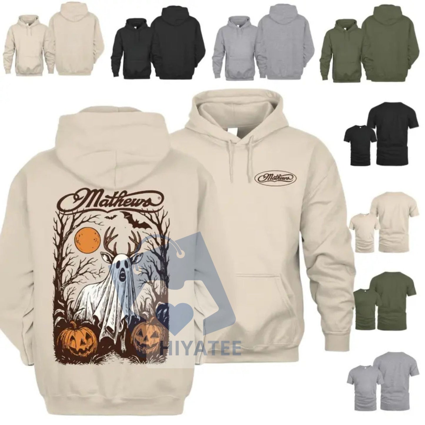 Ghost Deer Halloween Hoodie – Hunting Graphic Sweatshirt, Spooky Hunting Style, Unisex Hunting Gear