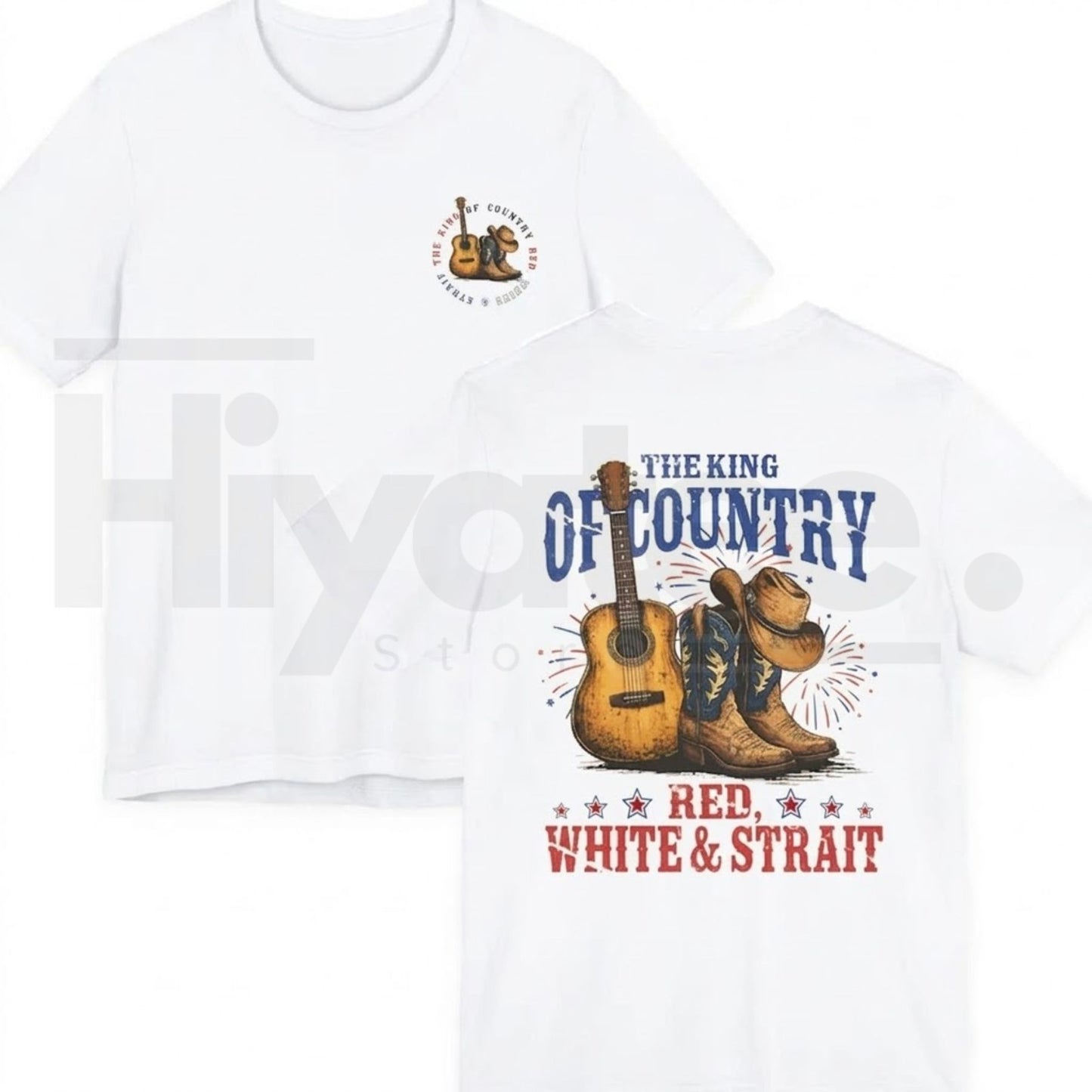 The King of Country T-Shirt – Red White & Strait Retro Western Graphic Tee, Unisex Country Music Fan Shirt for Men & Women