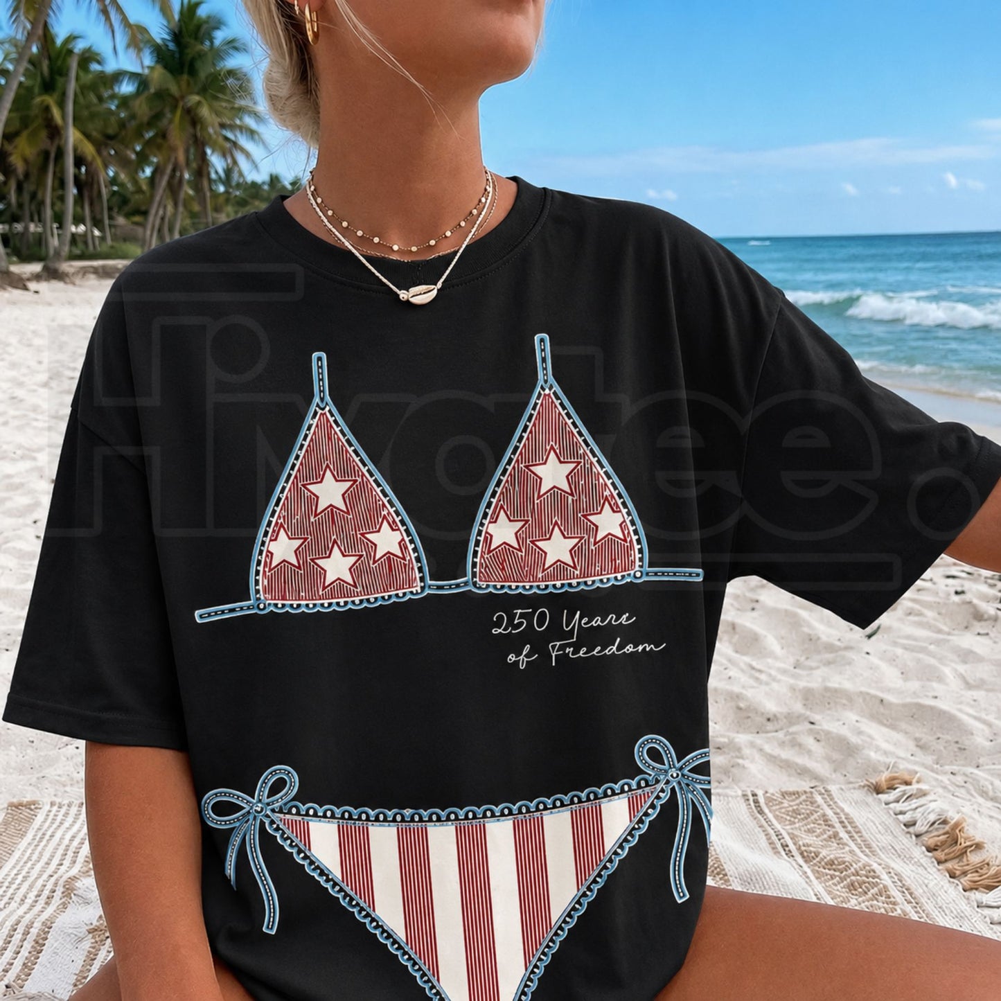 Retro America Preppy Bikini Top 4th of July Shirt – Trendy USA Aesthetic Patriotic Comfort Colors T-Shirt