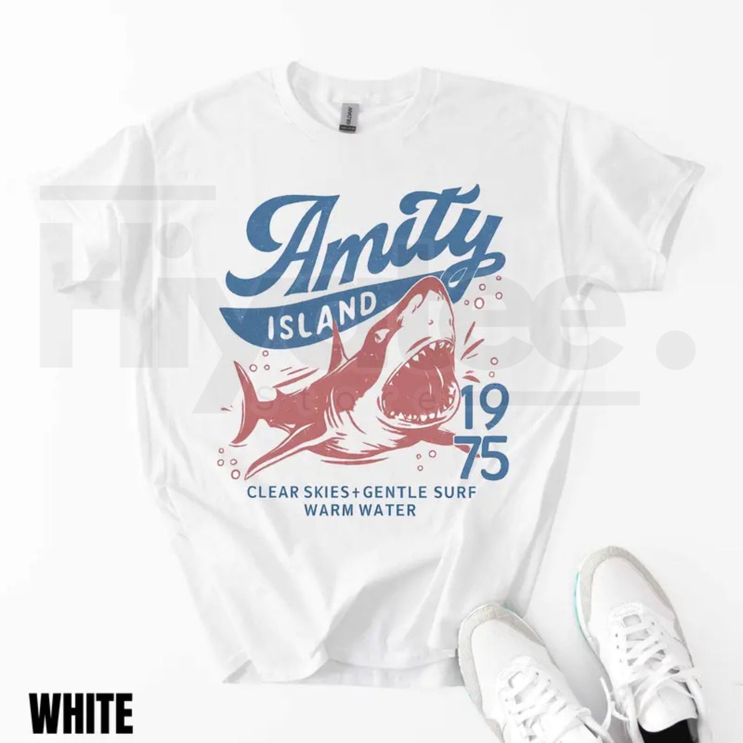 "Amity Island 1975" – Retro Movie Inspired Beach Graphic Top