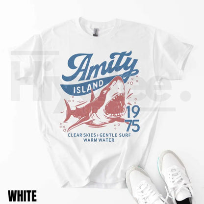 "Amity Island 1975" – Retro Movie Inspired Beach Graphic Top