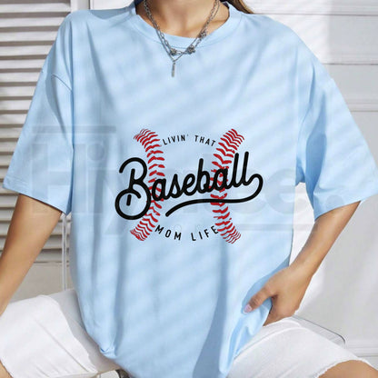 "Livin' That Baseball Mom Life" Women's T-Shirt – Cute Game Day Cotton Tee
