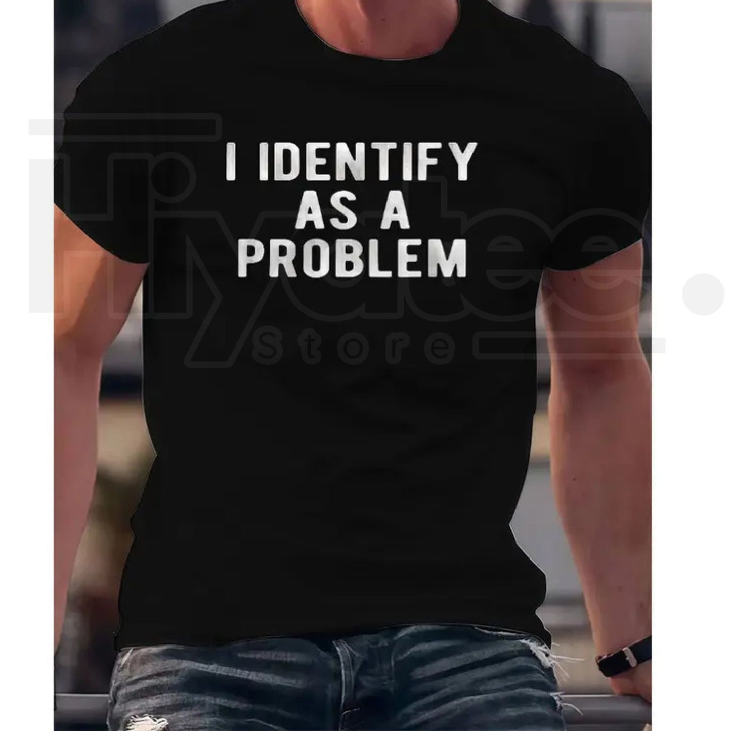 I Identify As A Problem Funny T-Shirt – Black Heavyweight Streetwear Tee