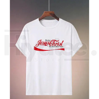 "Enjoy Jesus" – Vintage Soda Script Christian Pop Culture Graphic Top