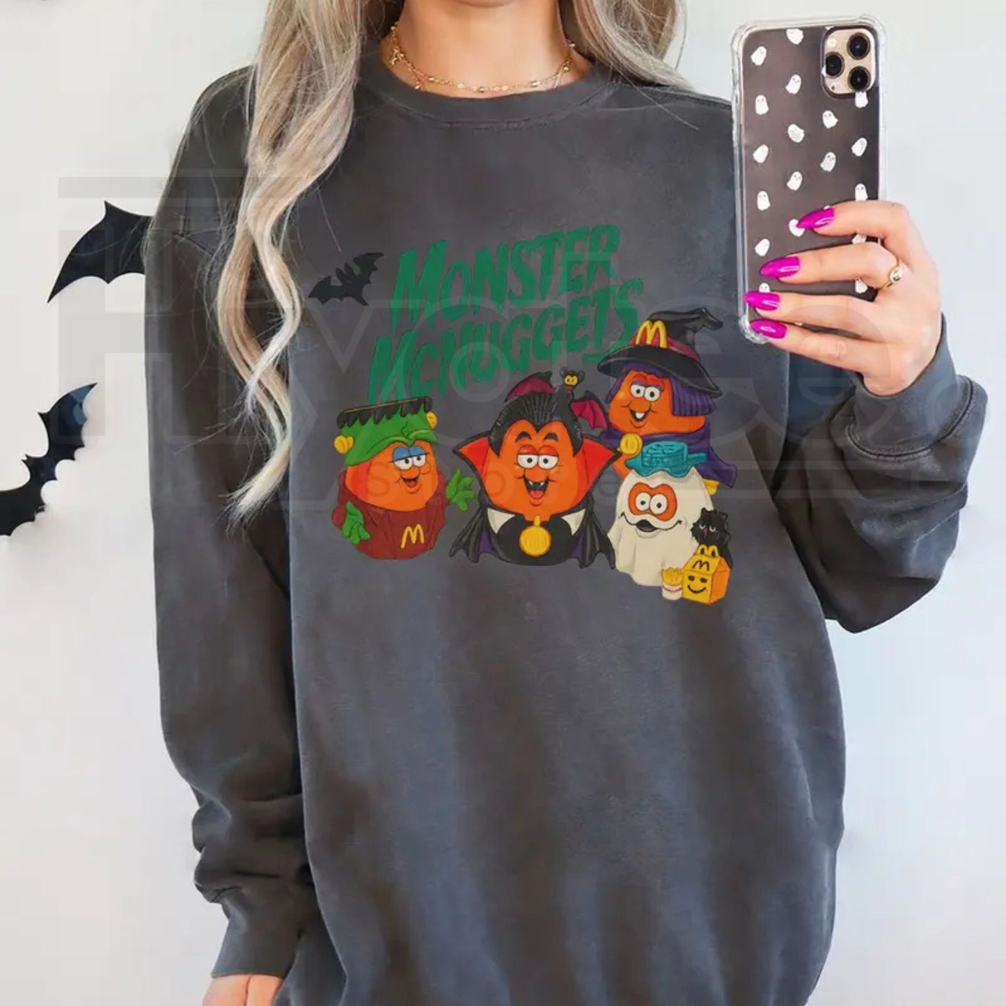 Vintage Halloween Nuggets Sweatshirt – 90s Spooky Monster Nuggets Crewneck, Retro Summerween Graphic Shirt