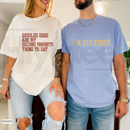 Comfort Colors Deviled Eggs Thanksgiving Couples T-Shirt – Funny Matching Tee